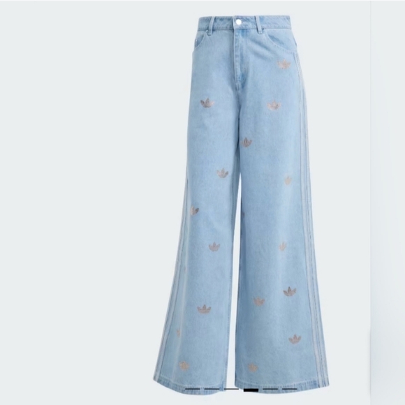 ADIDAS ORIGINALS Light Blue Denim And Rhinestones Pants - Picture 4 of 8